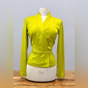 Vibrant Green 100% silk Wrap Blouse